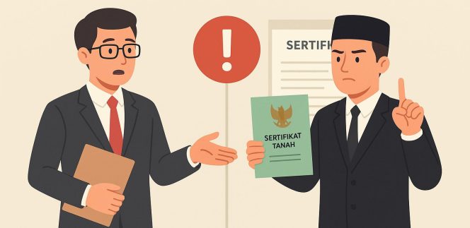 
 Ilustrasi gambar sengketa sertifikat tanah antara kuasa hukum dan notaris, Rabu(13/8).