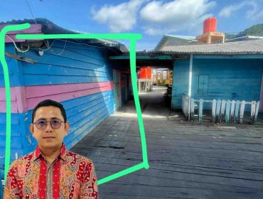 Perpaduan gambar yang menampilkan  Agusriandi dengan latar lokasi gudang tiga pintu di Jalan Dermaga I, yang menjadi objek somasi dari kuasa hukum ahli waris Nur Meifiani, Selasa (25/11). 