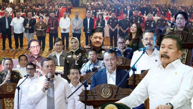 
					Foto bersama narasumber, jajaran Kejaksaan, dan peserta usai pembukaan Seminar Nasional dan Bimtek HUT PERSAJA ke-75 di Swiss-Belhotel Batam, yang mengangkat tema Hak Kekayaan Intelektual (HKI) dan implementasi KUHAP baru, Jum'at (10/4/2026).