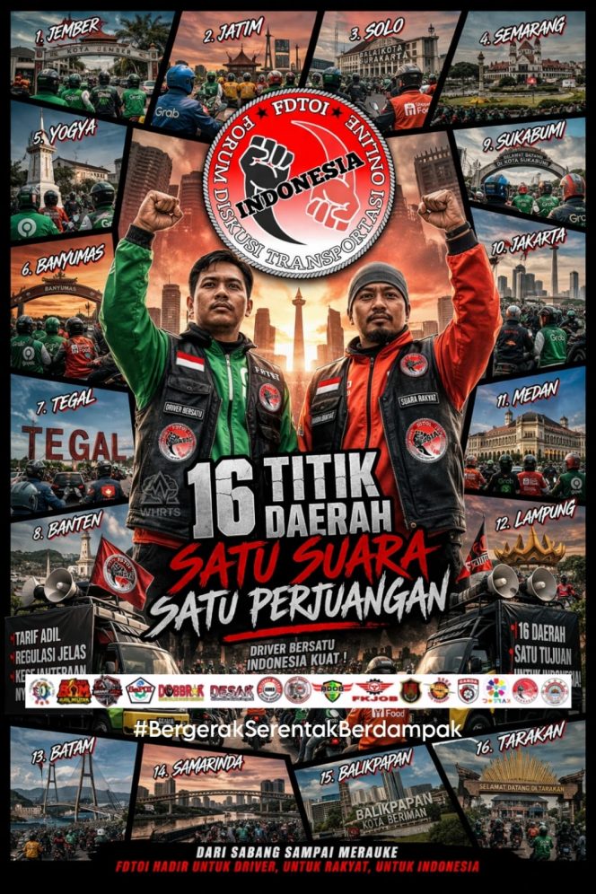 
					Gelombang aksi pengemudi ojek online (ojol) dipastikan tetap berlangsung pada 20 Mei 2026 di sedikitnya 16 daerah di Indonesia. Foto : Istimewa