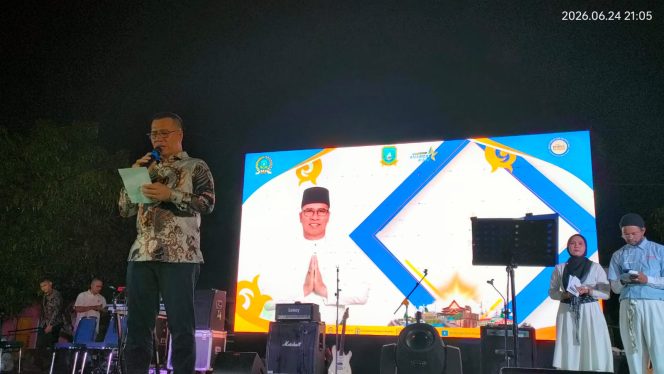 
					Bupati Kepulauan Anambas Aneng menyampaikan sambutan pada malam puncak peringatan Hari Jadi ke-18 Kabupaten Kepulauan Anambas di Tarempa, Rabu (24/6/2026) malam.