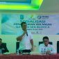 Bupati Kepulauan Anambas, Aneng, menyampaikan sambutan saat menghadiri Sosialisasi Pengeboran Wilayah Kerja Migas Natuna Sea Block A yang diselenggarakan PRIME Natuna EP bersama SKK Migas di Hotel Tarempa Beach, Rabu (8/7/2026).
