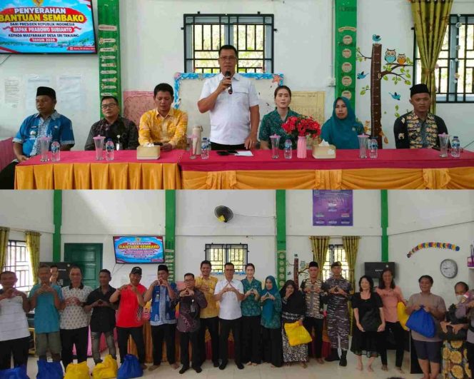 
					Bupati Kepulauan Anambas, Aneng, saat menyampaikan sambutan pada penyerahan 100 paket sembako bantuan Presiden RI kepada masyarakat Desa Sri Tanjung, Kecamatan Siantan, Kamis (8/10/2026).
