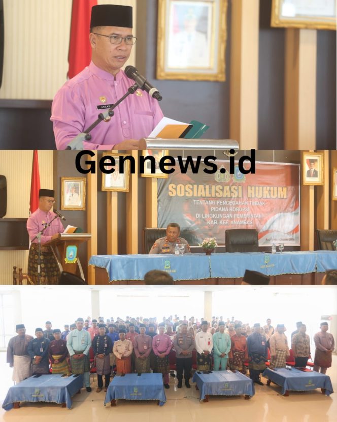 
					Bupati Kepulauan Anambas, Aneng, menyampaikan sambutan dalam kegiatan Sosialisasi Hukum tentang Pencegahan Tindak Pidana Korupsi di lingkungan Pemerintah Kabupaten Kepulauan Anambas, Jum'at (9/10/2026) 